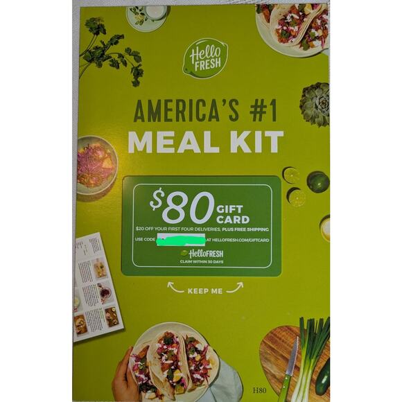Hello Fresh HelloFresh.com $80 Gift Card ($20 off first four deliveries) - Picture 1 of 3